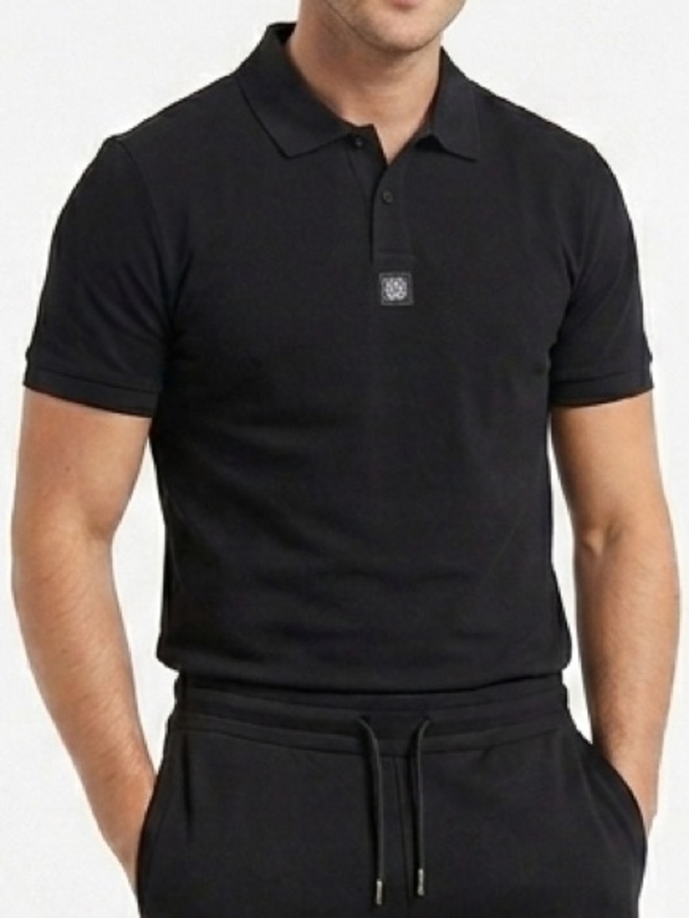 HUGO Stacked Black Men's Embossed Logo Polo NWT